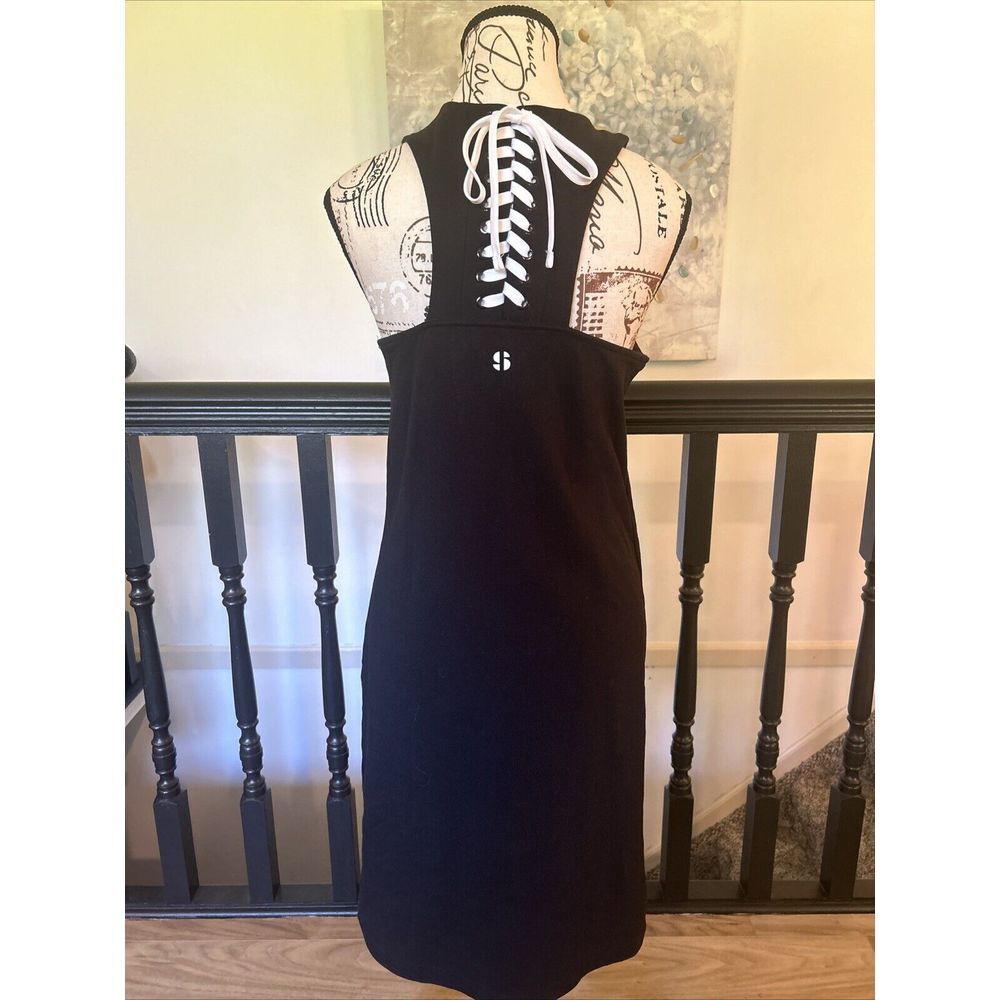 Sports Illustrated Dress Womens Med Black Lace Up Back‎ Sleeveless Racerback